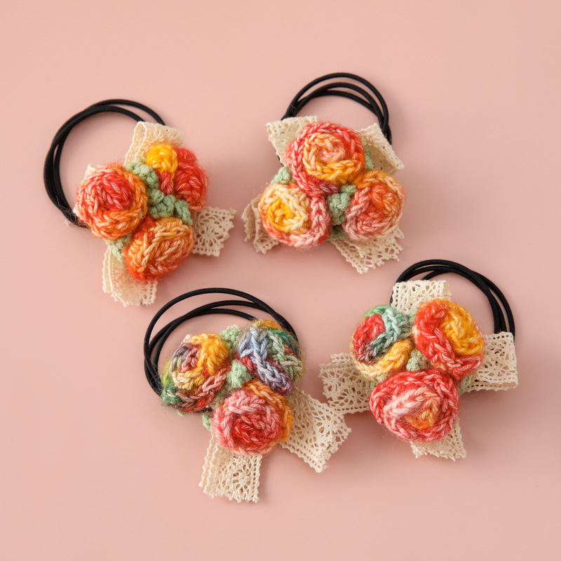 Gradient Rose Crochet Hair Tie